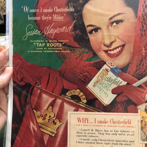 RARE 1950s Chesterfield Cigarette Ad w/Susan Hayward in “Tap Roots” Movie; - Picture 5 of 11